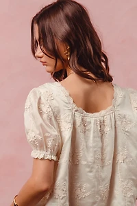 Button Up Square Neck Blouse