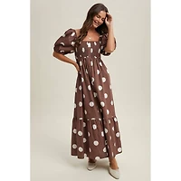 Polka Dot Puff Sleeve Dress