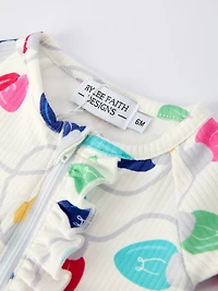 Christmas Colorful Light Bulb Baby Girls Romper with Hat