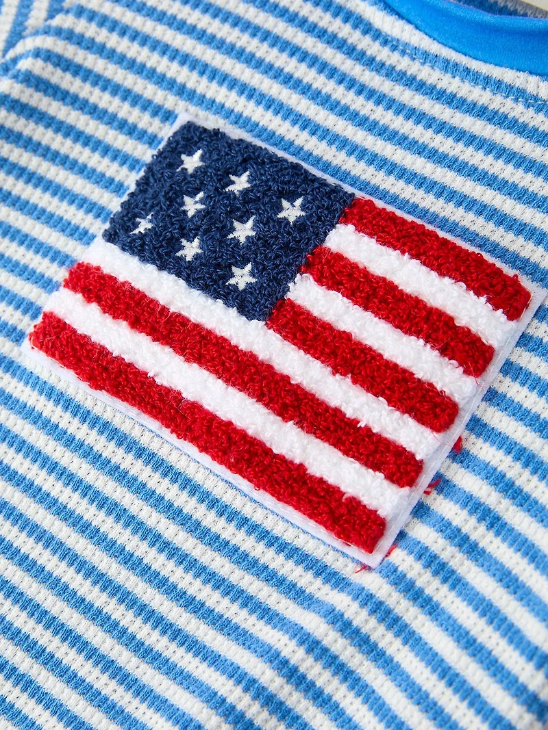 4th of July Flag Chenille Baby Boy Romper