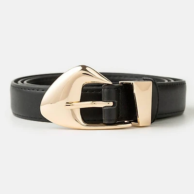Black & Gold Fashion Warped Leather Belt