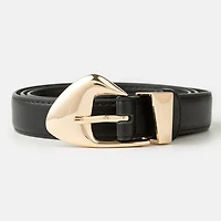 Black & Gold Fashion Warped Leather Belt