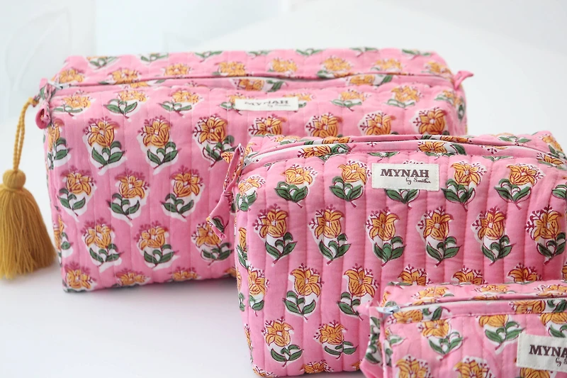 Bubblegum Floral Makeup Bag - LARGE only