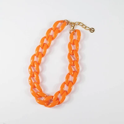 Orange Acrylic Chain Link Necklace