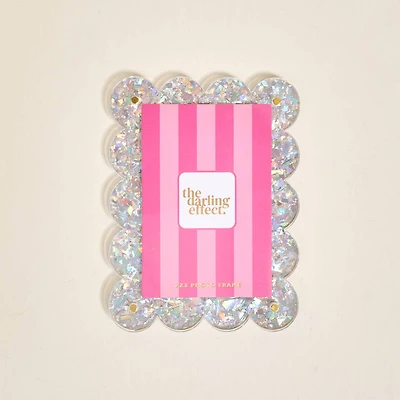 Mini Acrylic Picture Frame Magnet–Silver Glitter