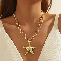 PUFFY STAR CHUNKY CHAIN STATEMENT NECKLACE | 40NK9571: GOLD