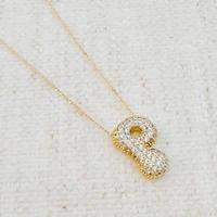 Crystal Bubble Initial Necklace: G
