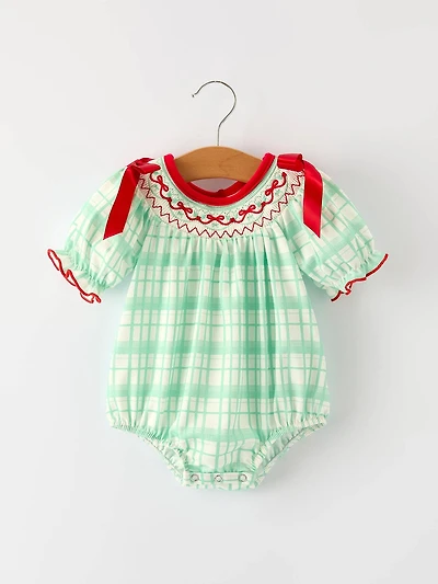 Green Plaid Christmas Romper