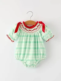 Green Plaid Christmas Romper