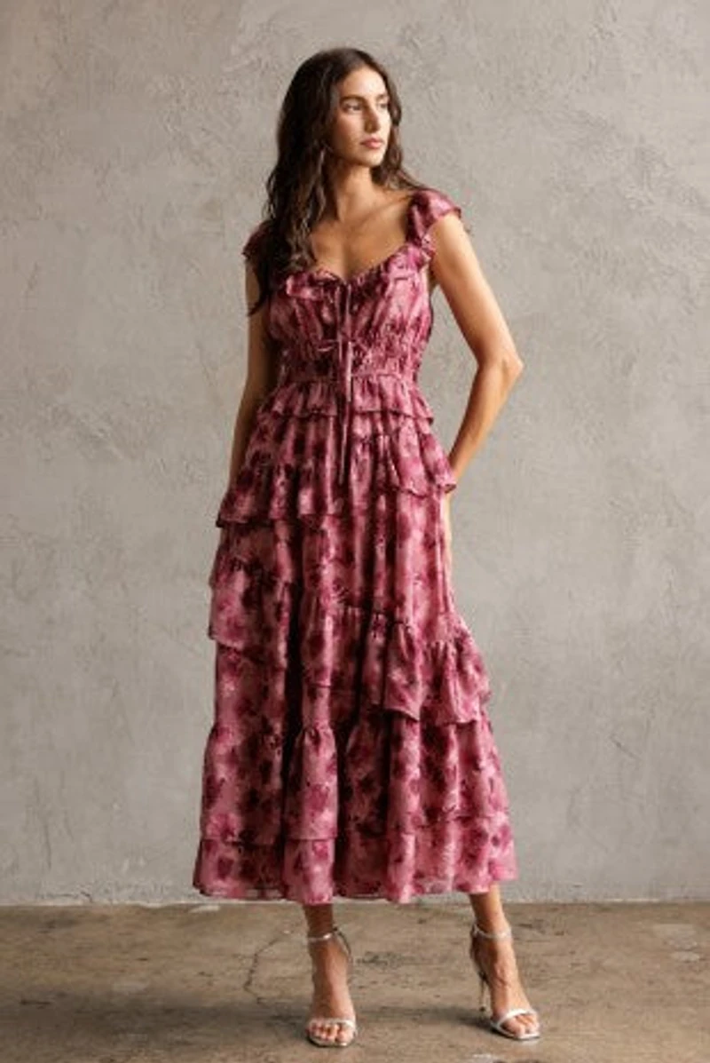 Floral Ruffled Tiered Midi Dress