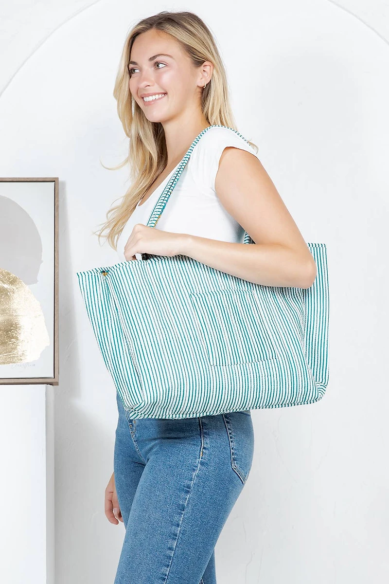 Green Cheetah Reversible Quilted Tote Bag