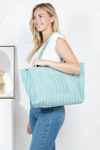 Green Cheetah Reversible Quilted Tote Bag