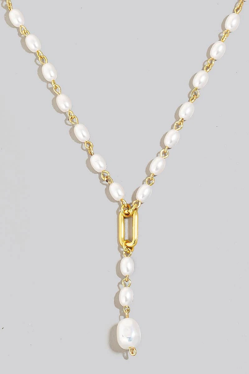 Pearl Beads Y Chain Necklace