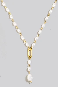 Pearl Beads Y Chain Necklace