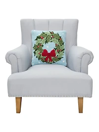 Holly Wreath Hook Pillow
