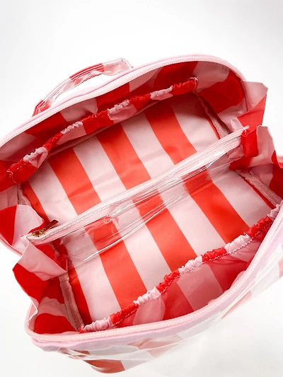 Red Colorful Stripe Wipeable Toiletry Bag