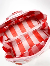 Red Colorful Stripe Wipeable Toiletry Bag