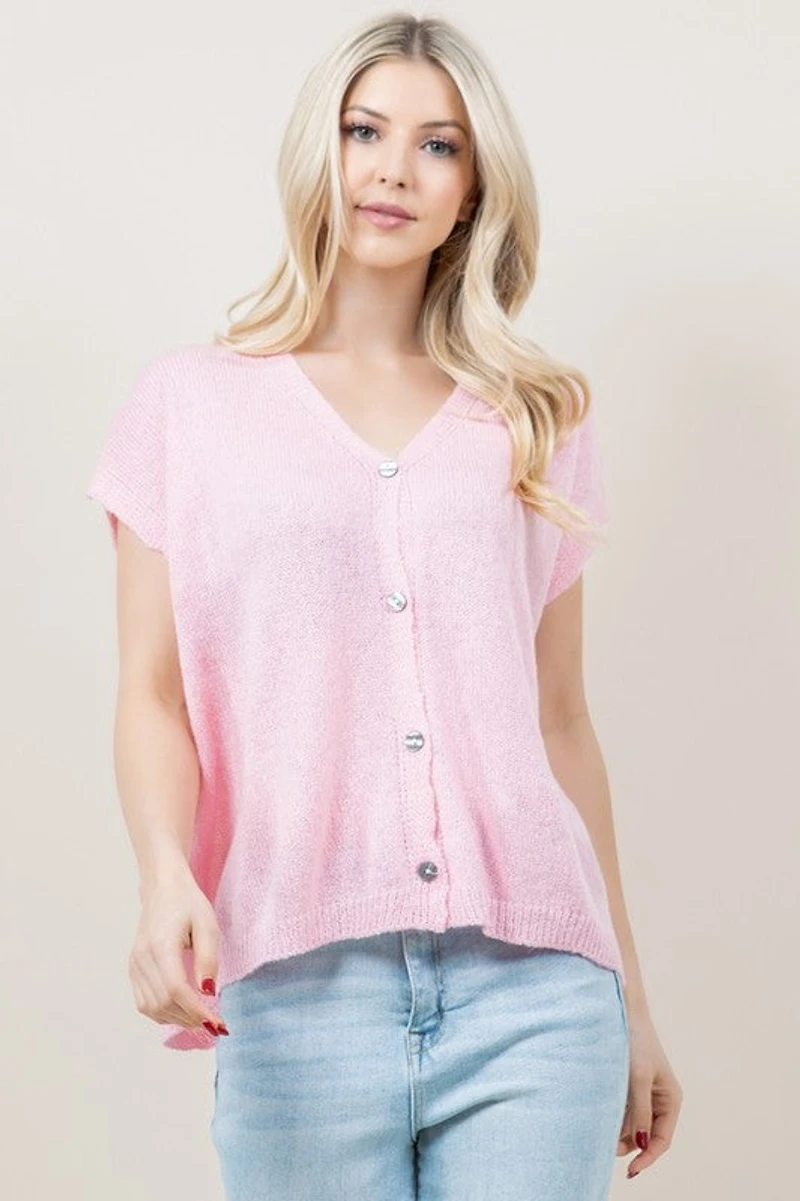 Short Sleeve Button Down Cardigan