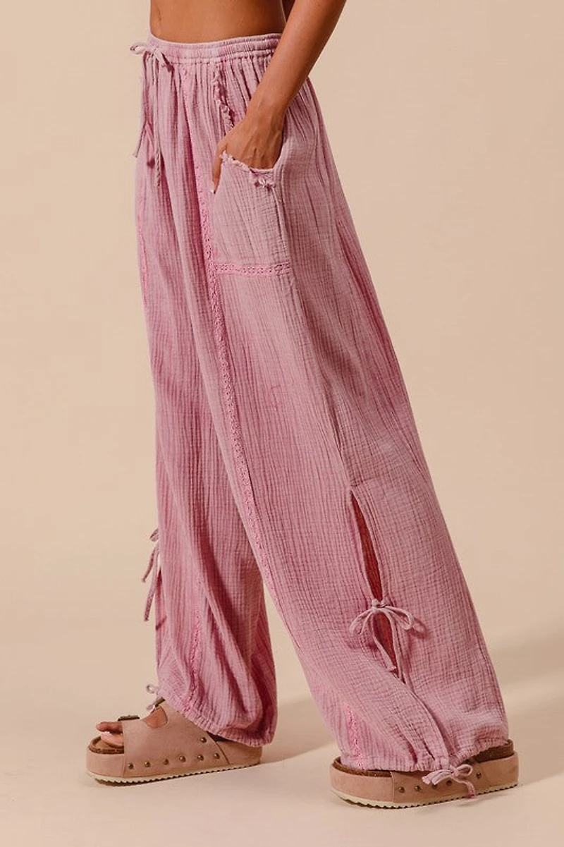 Mauve Gauze Jogger Pants