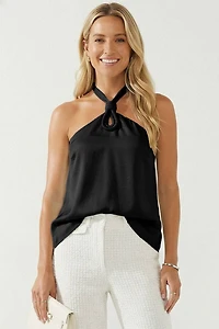 Black Cord Keyhole Sleeveless Top