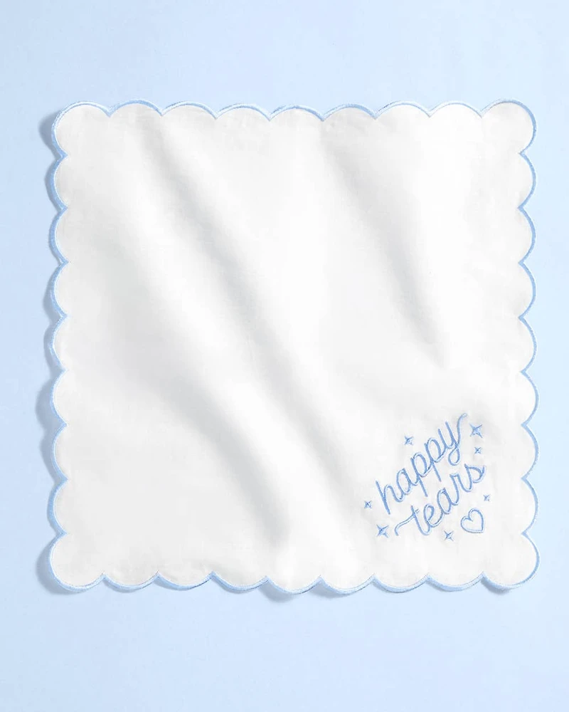 White Happy Tears Handkerchief
