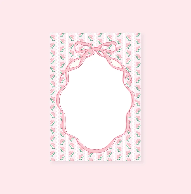 Pink Flower Ribbon Notepad