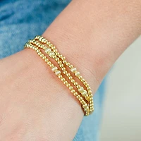 3mm Stretch Bead Bracelets with Textured Larger Bead Accents