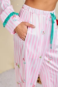 Pink Stripe Christmas Pajama Set