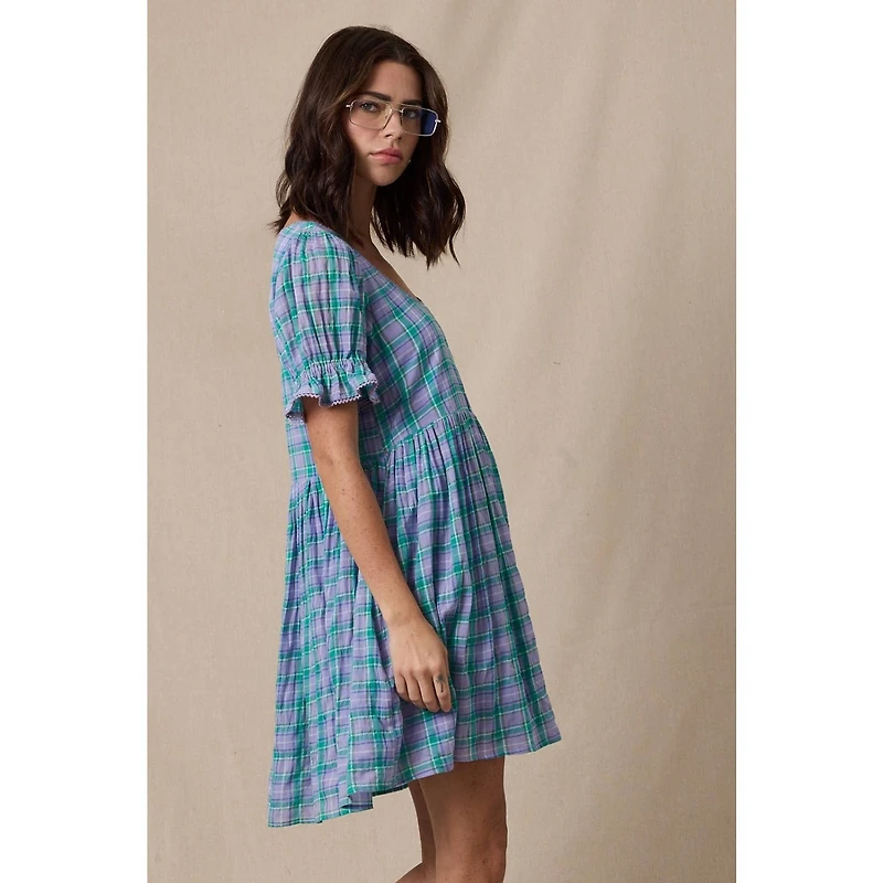 Purple Flannel Mini Dress