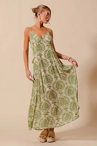Sage Green Floral Maxi Dress
