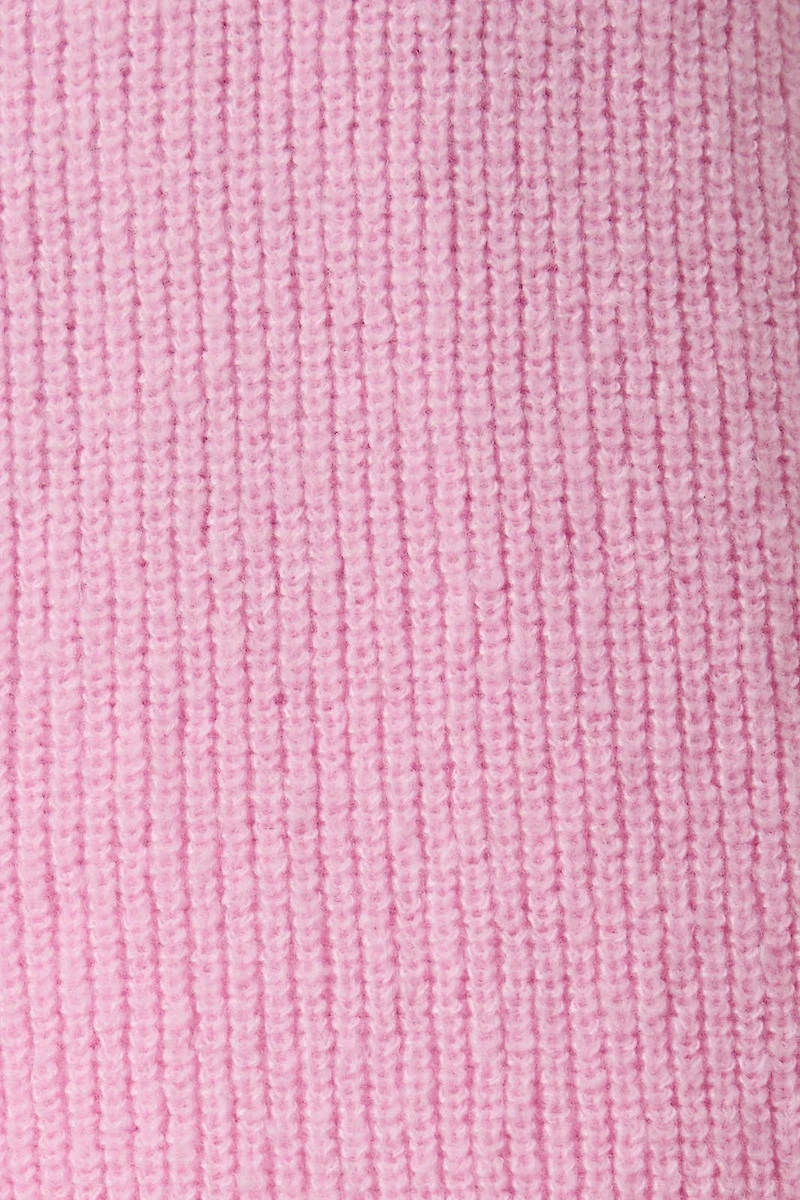 Pink Shortsleeve Ribbed Sweater Cardigan