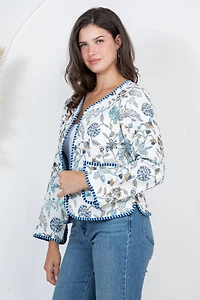 White Floral Quilted Jacket