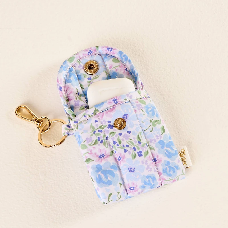 Puffy Earbud Case Keychain-Secret Garden