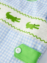 Baby Boy Crocodile Smocked Romper