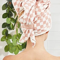 Terracotta Checker Extra Large Hair Towel