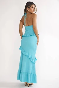 Blue Crinkle Maxi Dress