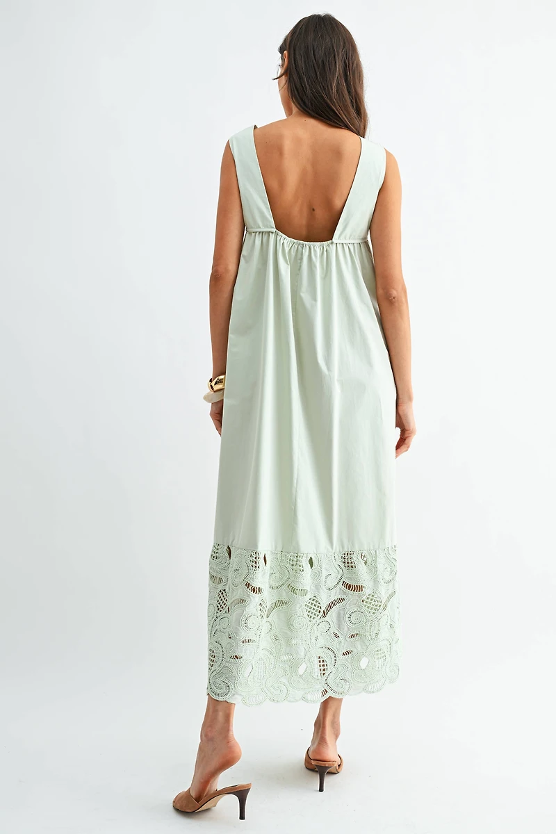 Green Boho Lace Maxi Dress