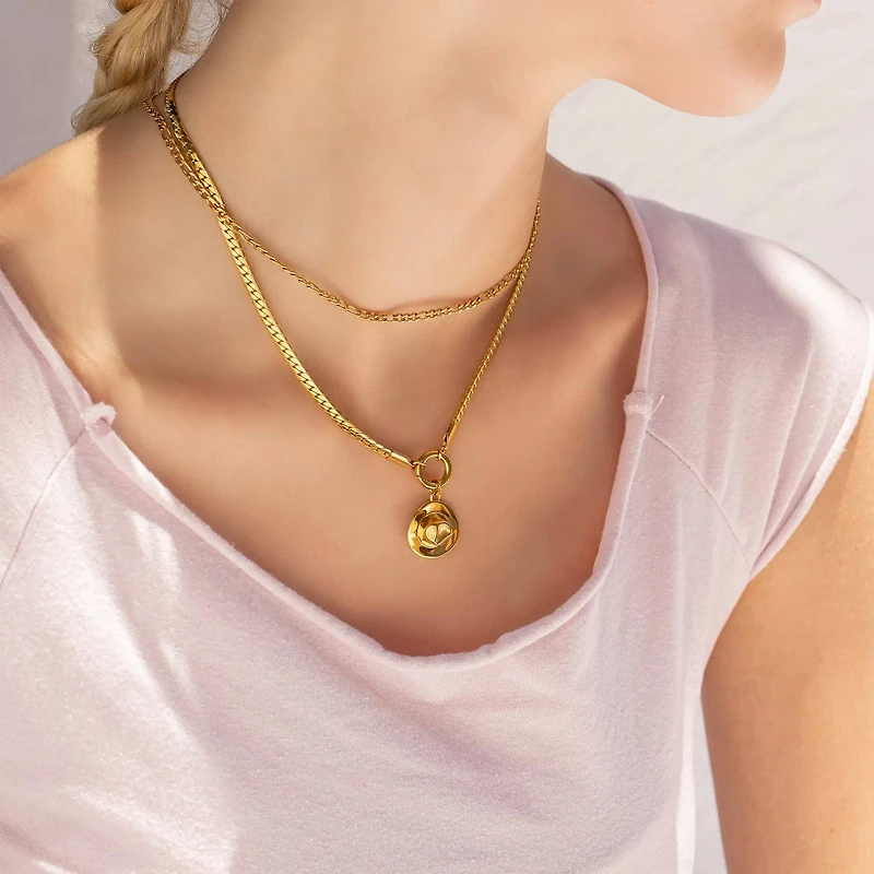 18K Gold Stainless Steel Charm Holder Necklace