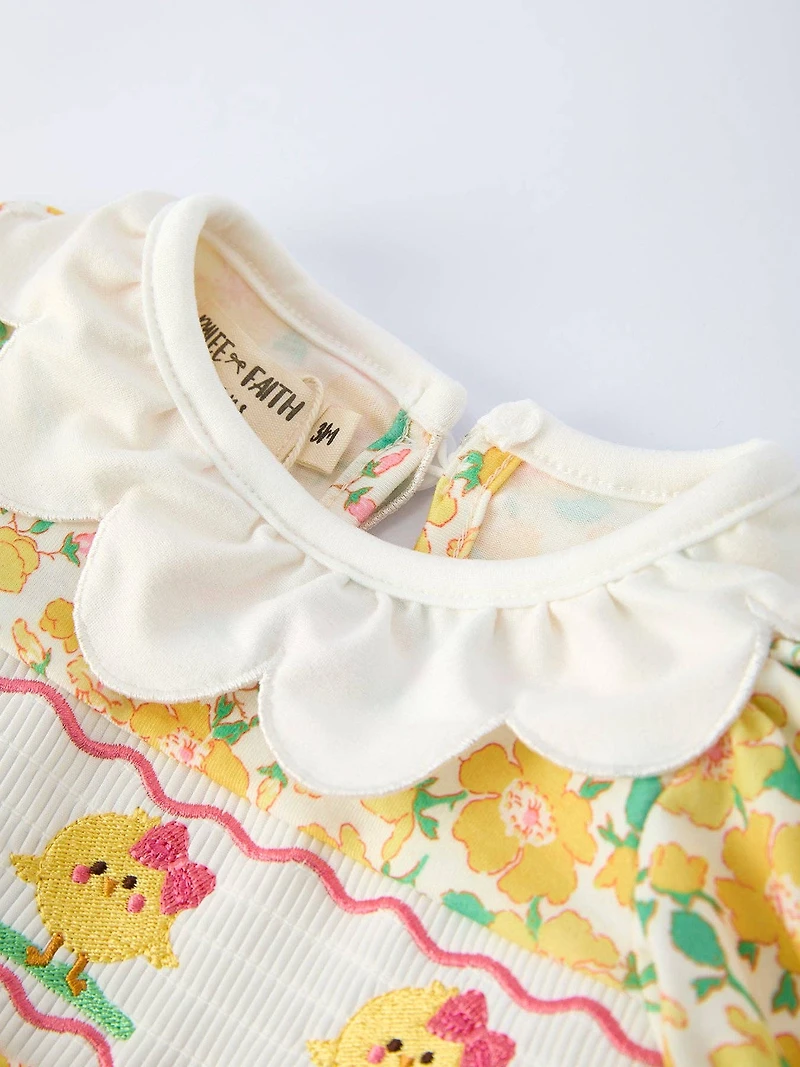 Yellow Easter Chick Baby Girl Romper