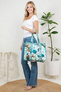 White Bird Quilted Tote Bag