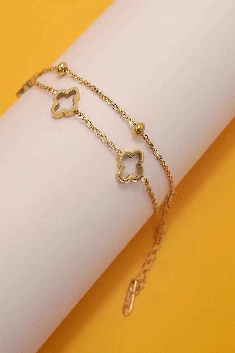 18k Stainless Steel Clover Tarnish Free Bracelet