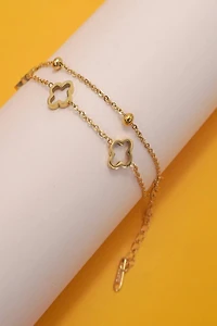 18k Stainless Steel Clover Tarnish Free Bracelet
