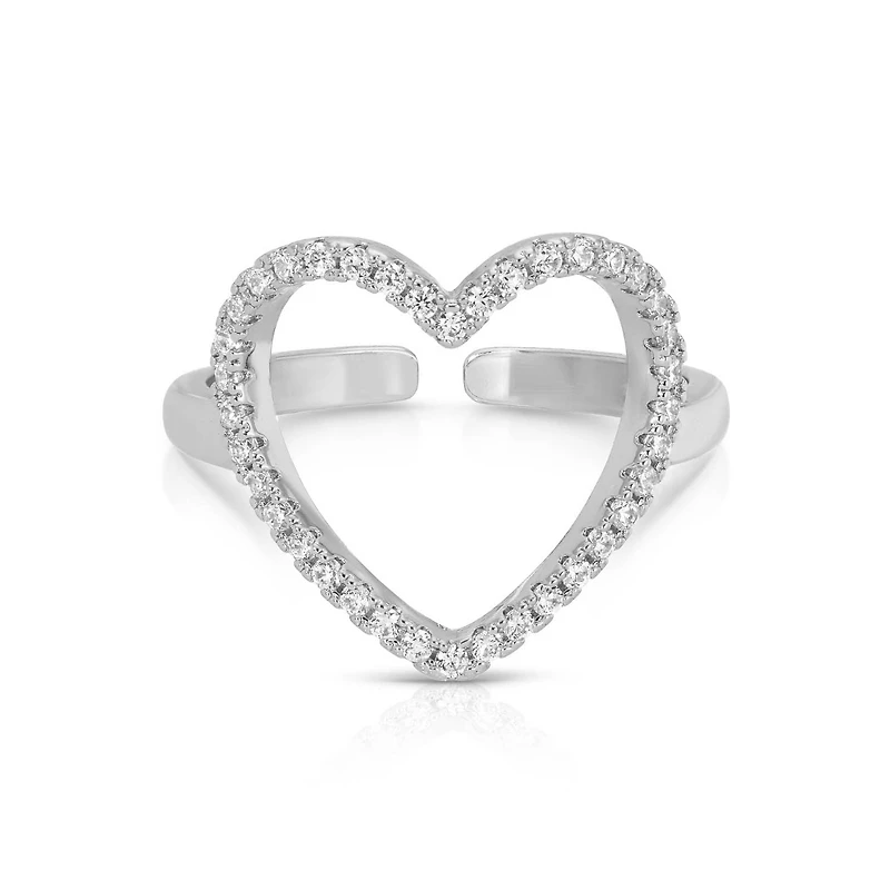 Pavé Heart Adjustable Ring: Gold