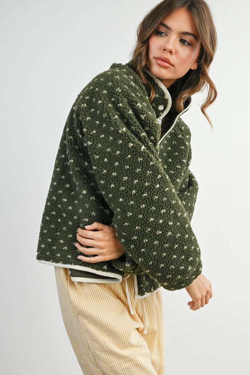 Olive Fleece Puffer Jacket