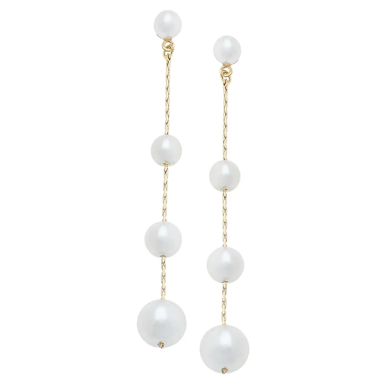 Audrey Pearl Earrings in Ivory & Shiny Gold