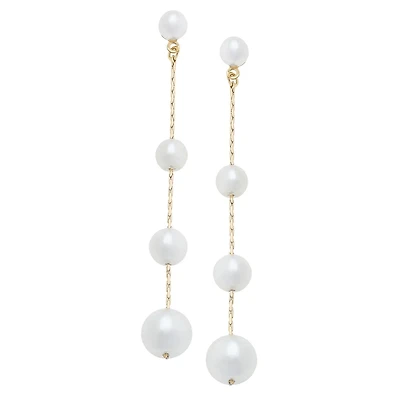 Audrey Pearl Earrings in Ivory & Shiny Gold