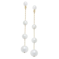 Audrey Pearl Earrings in Ivory & Shiny Gold