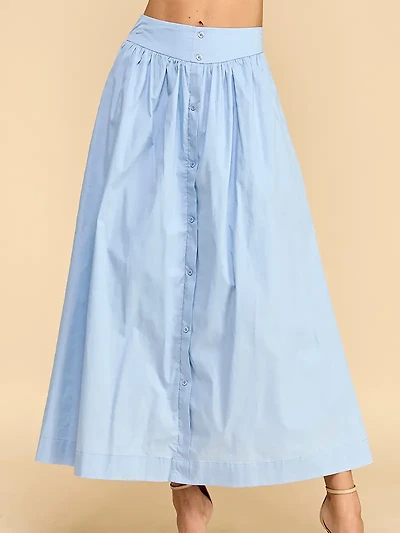 Blue Button Maxi Skirt
