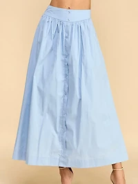 Blue Button Maxi Skirt