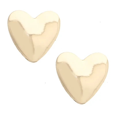 Caroline Heart Stud Earrings in Shiny Gold